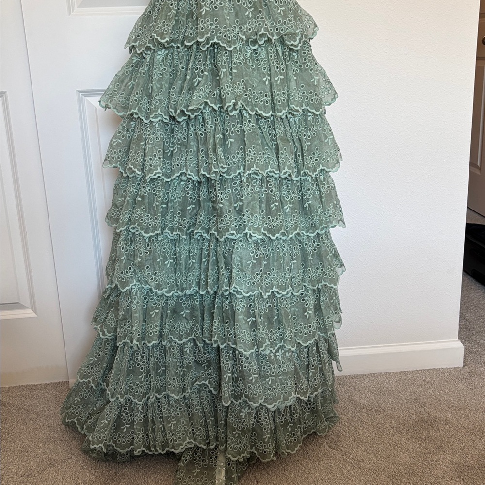 DÔEN XS/S Forsythia dress in Malibu mint Sage Lace Maxi Dress mint eyelet dress - Picture 5 of 13